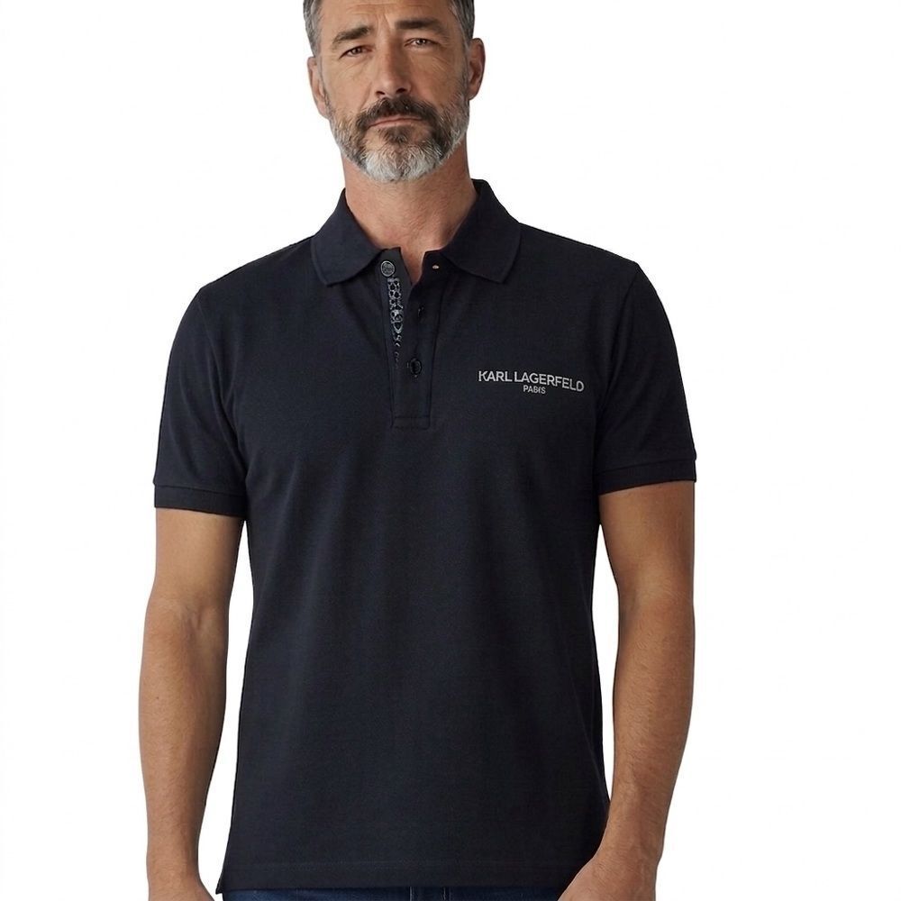 NWT Karl Lagerfeld Paris Men's Black Polo Shirt Size L